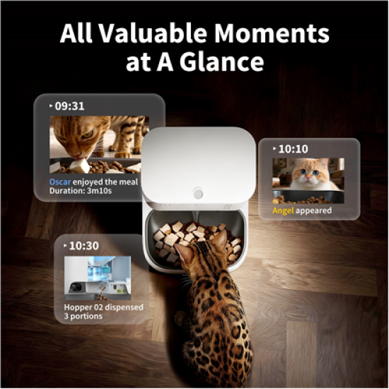 PETKIT YumShare Dual-hopper 2 Automatic Feeder with Camera | Capacity 5 L | Material ABS, 304 stainless steel | White