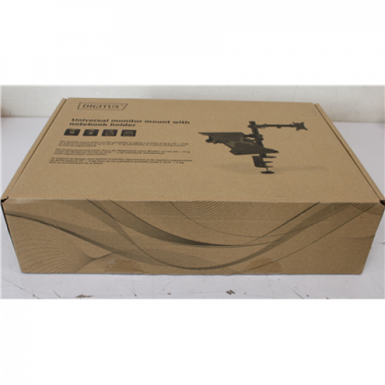 SALE OUT. DIGITUS Universal Monitor Mount with Notebook Holder | SALE OUT. Digitus Desk Mount | DA-90436 | Tilt, swivel, height adjustment, rotate | Maximum weight (capacity) 9 kg | UNPACKED, SCRATCHED ON TUBE | Black