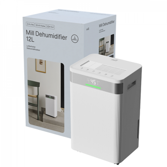 Mill Dehumidifier | MDH12 | Power 200 W | Suitable for rooms up to 8-15 m² | Water tank capacity 2 L | White