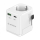 Gembird Grounded universal travel power adapter, 20 W | TPA-EU1A1C20-01-W