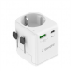 Gembird Grounded universal travel power adapter, 20 W | TPA-EU1A1C20-01-W