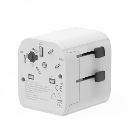 Gembird EU to Universal travel power adapter, 12W | TPA-EU2A12-01-W | 5 V