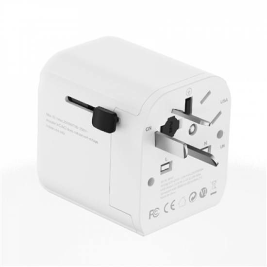 Gembird EU to Universal travel power adapter, 12W | TPA-EU2A12-01-W | 5 V
