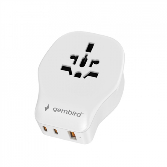 Gembird Universal travel power adapter, 20 W | TPA-1A2C20-02-W