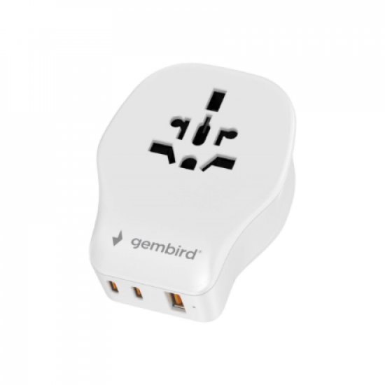 Gembird Universal travel power adapter, 20 W | TPA-1A2C20-02-W