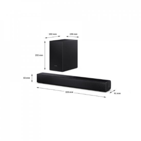 Sharp Compact 2.1 Soundbar with Wireless Subwoofer | HT-SBW121 | 240 W | Bluetooth | Black | Wireless connection