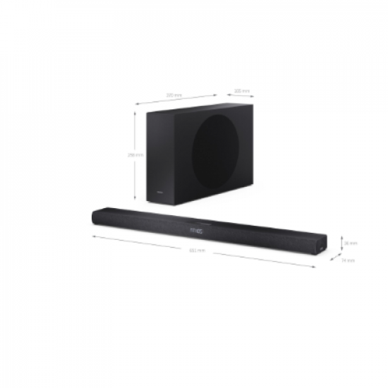 Sharp 2.1ch Ultra-slim Dolby Atmos/DTS Virtual: X Soundbar with Wireless Subwoofer | HT-SBW320 | 360 W | Bluetooth | Black | Wireless connection