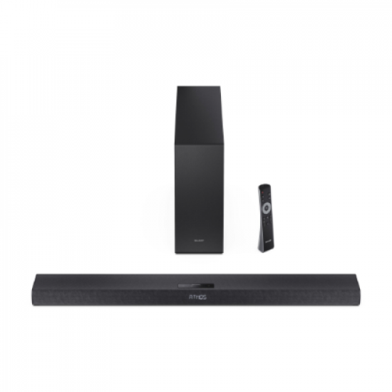 Sharp 2.1ch Ultra-slim Dolby Atmos/DTS Virtual: X Soundbar with Wireless Subwoofer | HT-SBW320 | 360 W | Bluetooth | Black | Wireless connection