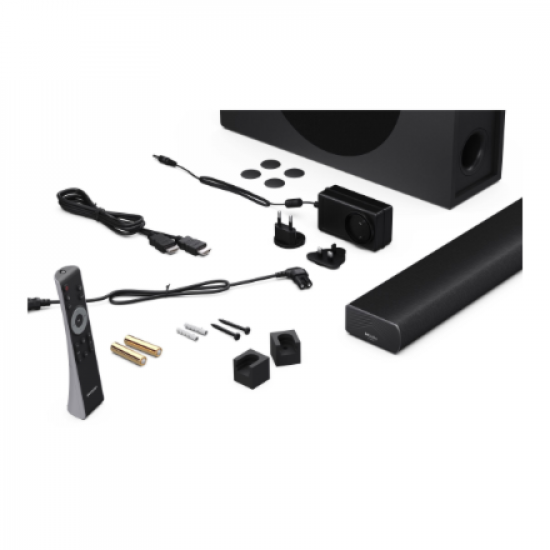 Sharp 2.1ch Ultra-slim Dolby Atmos/DTS Virtual: X Soundbar with Wireless Subwoofer | HT-SBW320 | 360 W | Bluetooth | Black | Wireless connection