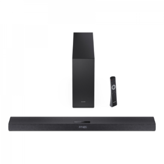 Sharp 2.1ch Ultra-slim Dolby Atmos/DTS Virtual: X Soundbar with Wireless Subwoofer | HT-SBW320 | 360 W | Bluetooth | Black | Wireless connection