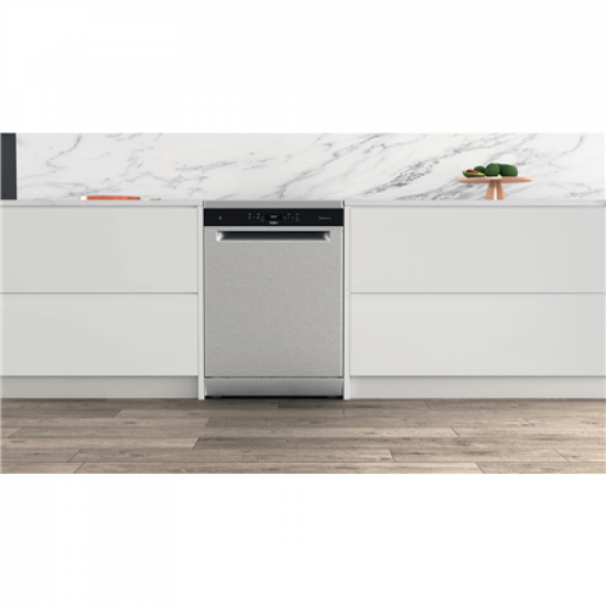 Whirlpool Dishwasher | WFO 3T133 P 6.5 X | Freestanding | Width 60 cm | Number of place settings 14 | Number of programs 10 | Energy efficiency class D | Display | Stainless steel