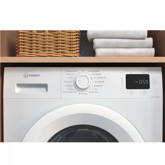 INDESIT Washing machine | IM 762 MY TIME EE | Energy efficiency class A | Front loading | Washing capacity 7 kg | 1200 RPM | Depth 50 cm | Width 60 cm | Display | Digit | Steam function | White