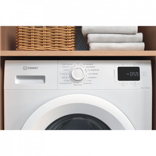 INDESIT Washing Machine | IM 864 MY TIME EE | Energy efficiency class A | Front loading | Washing capacity 8 kg | 1400 RPM | Depth 54.6 cm | Width 60 cm | Display | Digit | Steam function | White