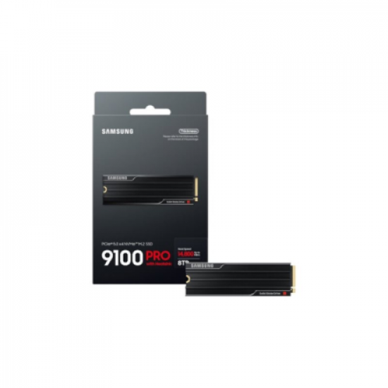Samsung SSD | 9100 PRO With Heatsink | 8000 GB | SSD form factor M.2 2280 | Solid-state drive interface PCIe 5.0 x4, NVMe 2.0 | Read speed 14800 MB/s | Write speed 13400 MB/s