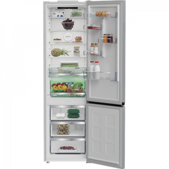 BEKO Refrigerator | B5RCNA416HXB | Energy efficiency class C | Free standing | Combi | Height 203.5 cm | No Frost system | Fridge net capacity 297 L | Freezer net capacity 118 L | Display | 35 dB | Stainless steel