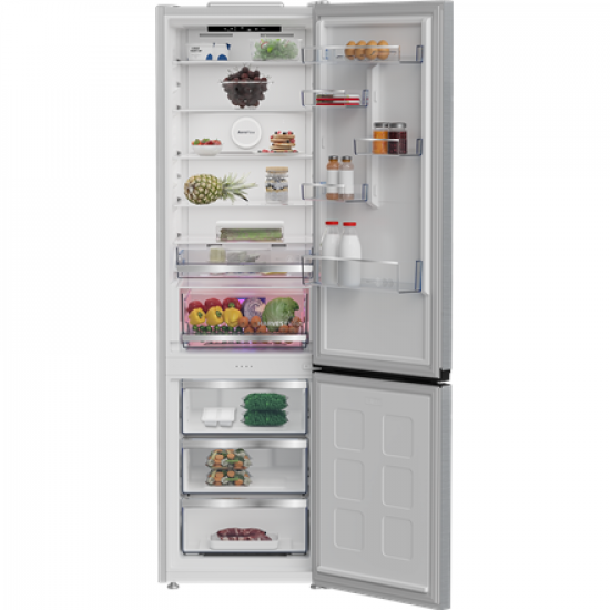 BEKO Refrigerator | B5RCNA416HXB | Energy efficiency class C | Free standing | Combi | Height 203.5 cm | No Frost system | Fridge net capacity 297 L | Freezer net capacity 118 L | Display | 35 dB | Stainless steel