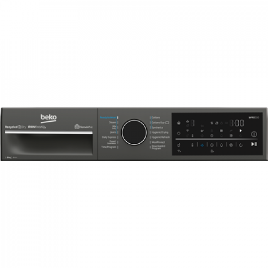 BEKO Dryer Machine | B5T89243M | Energy efficiency class C | Front loading | 9 kg | Heat pump | Digital | Depth 67 cm | Steam function | Black