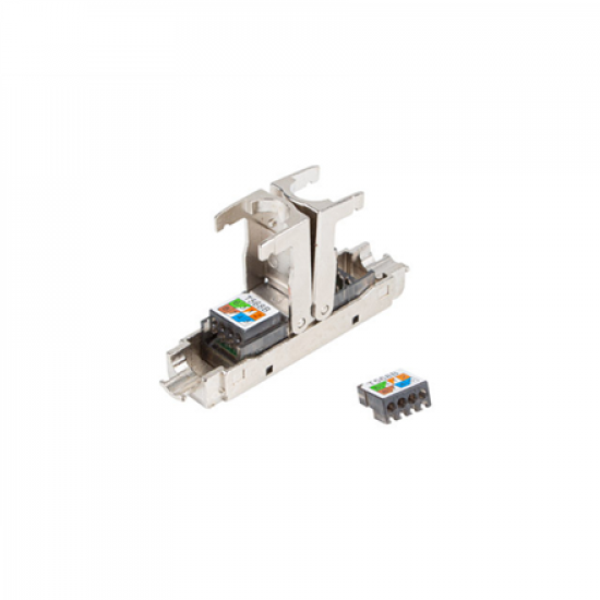 Lanberg | 2X RJ45 CAT6A FTP Plug 8P8C Tool-less Adapter | PL2SA-6000TL | Silver/Transparent