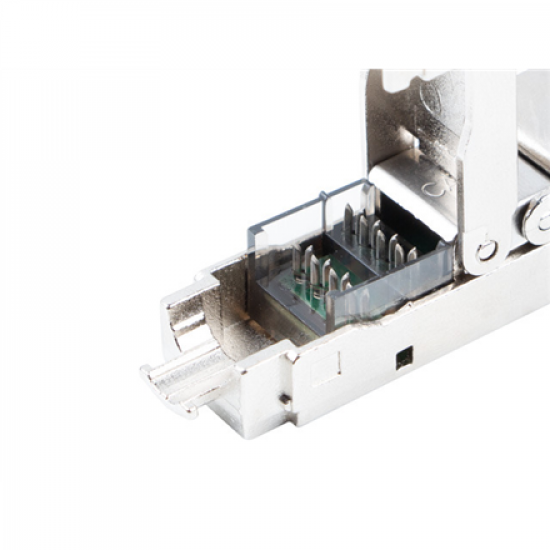 Lanberg | 2X RJ45 CAT6A FTP Plug 8P8C Tool-less Adapter | PL2SA-6000TL | Silver/Transparent
