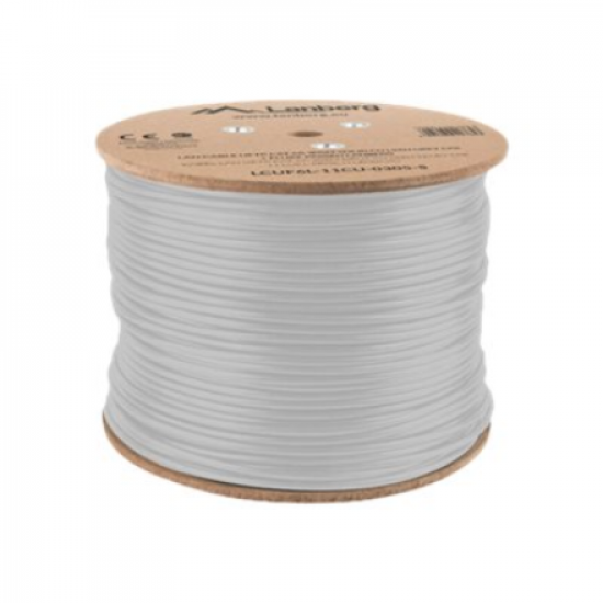 Lanberg | LAN Cable CAT.6A UFTP 305M Solid CU LSZH Grey CPR + Fluke Passed | LCUF6L-11CU-0305-S