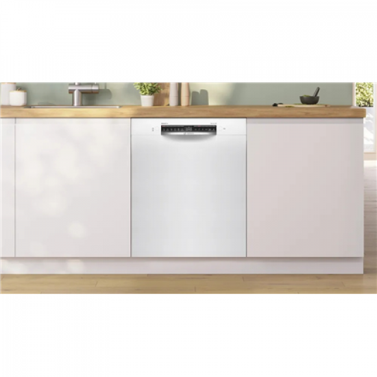 Bosch Dishwasher | SMU4HMW02S | Built-in | Width 60 cm | Number of place settings 14 | Number of programs 6 | Energy efficiency class D | Display | AquaStop function | White