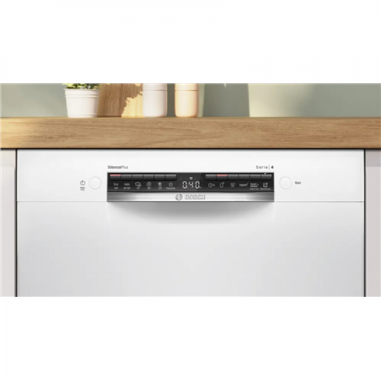 Bosch Dishwasher | SMU4HMW02S | Built-in | Width 60 cm | Number of place settings 14 | Number of programs 6 | Energy efficiency class D | Display | AquaStop function | White