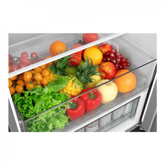 TCL Refrigerator | RP456BLE0 | Energy efficiency class E | Free standing | Combi | Height 201 cm | No Frost system | Fridge net capacity 314 L | Freezer net capacity 142 L | Display | 39 dB | Silver