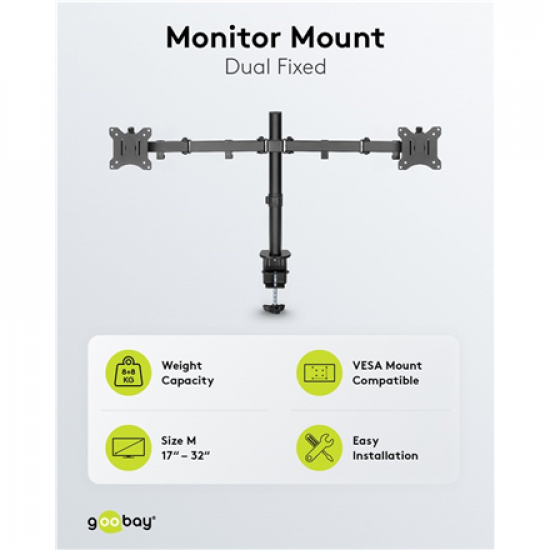Goobay Dual Monitor Mount Flex | Swivel, Tilt, Rotation | 17-32 