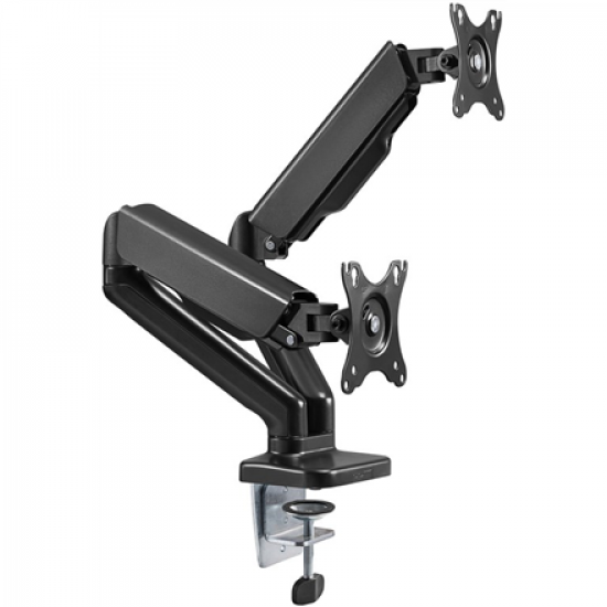 Goobay Desk Mount | Double Monitor Mount with Gas Spring | Swivel, Tilt, Rotation | 17-32 