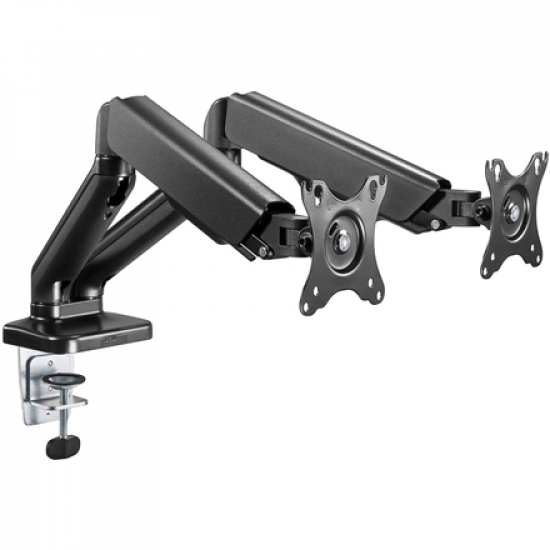 Goobay Desk Mount | Double Monitor Mount with Gas Spring | Swivel, Tilt, Rotation | 17-32 