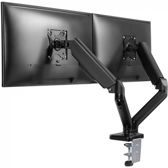 Goobay Desk Mount | Double Monitor Mount with Gas Spring | Swivel, Tilt, Rotation | 17-32 