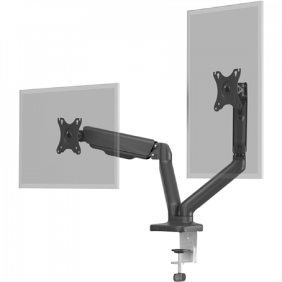 Goobay Desk Mount | Double Monitor Mount with Gas Spring | Swivel, Tilt, Rotation | 17-32 