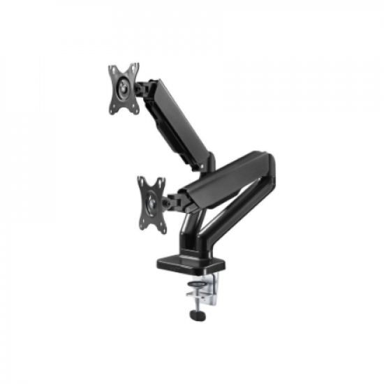 Goobay Desk Mount | Double Monitor Mount with Gas Spring | Swivel, Tilt, Rotation | 17-32 