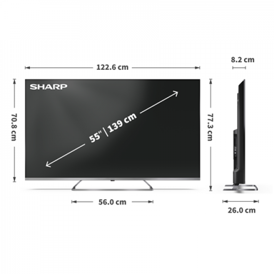 Sharp 4K Ultra HD QLED MiniLED TV | 55JP7265E | 55 | Google TV | UHD