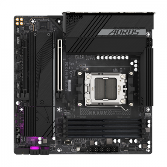 Gigabyte B650M AORUS ELITE (rev. 1.3) | Processor family AMD | Processor socket AM5 | DDR5 | Supported hard disk drive interfaces SATA, M.2 | Number of SATA connectors 4