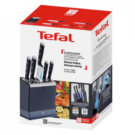 Tefal K297S644 EverSharp Stainless steel 5 pcs Knives Set | TEFAL