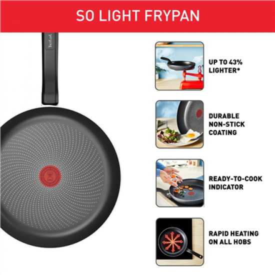 TEFAL Pan | H0560442 | Frying | Diameter 24 cm | Suitable for induction hob | Fixed handle | Black