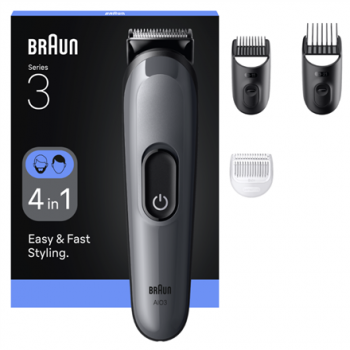 Braun 4-in-1 Grooming Kit | All-in-One Series 3 AIO3500 | Cordless | Number of length steps 14 | Black