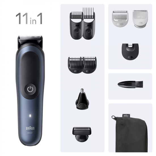 Braun 11in1 Grooming Kit | All-in-One Series 7 AIO7540 | Cordless | Number of length steps 14 | Black/Blue