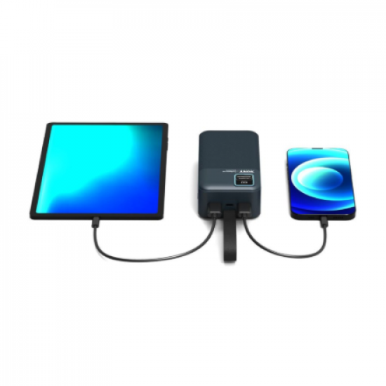 PORT CONNECT External USB-C battery integrated lamp | 30000 mAh | Blue
