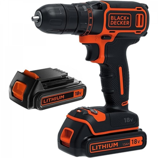 BLACK & DECKER Cordless Drill | BDCDC18B-QW | 18 V | 2x 1.5 Ah | Li-Ion