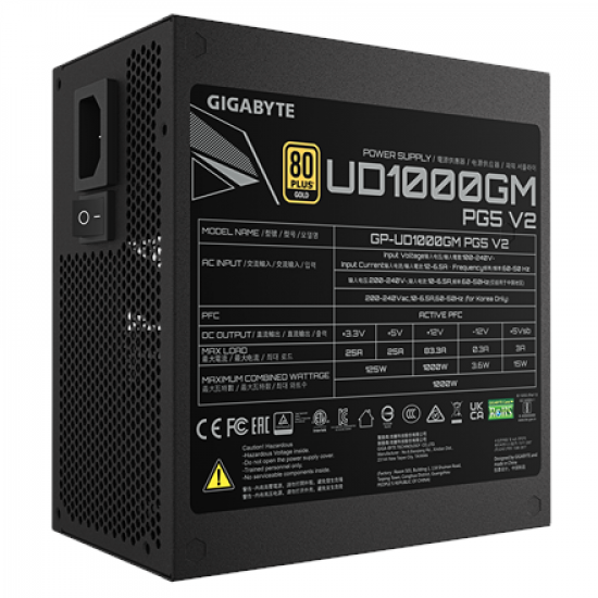 Gigabyte Power Supply, ATX 12V v3.1 | UD1000GM PG5 V2 | 1000 W