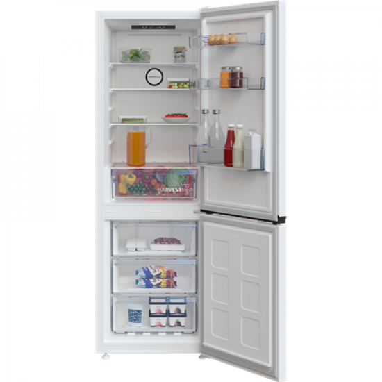 BEKO Refrigerator | B3RCNA344HW1 | Energy efficiency class E | Free standing | Combi | Height 179.6 cm | No Frost system | Fridge net capacity 209 L | Freezer net capacity 92 L | Display | 37 dB | White