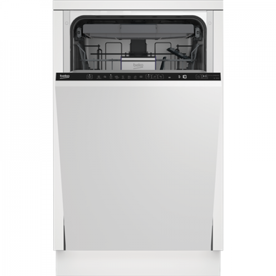 BEKO Dishwasher | DIS46120 | Built-in | Width 45 cm | Number of place settings 11 | Number of programs 6 | Energy efficiency class E | Display | White