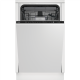 BEKO Dishwasher | DIS46120 | Built-in | Width 45 cm | Number of place settings 11 | Number of programs 6 | Energy efficiency class E | Display | White