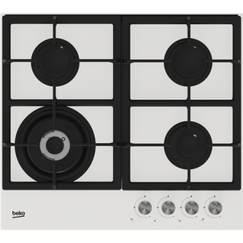 BEKO Hob | HILW64225SW | Gas | Number of burners/cooking zones 4 | Knob | White