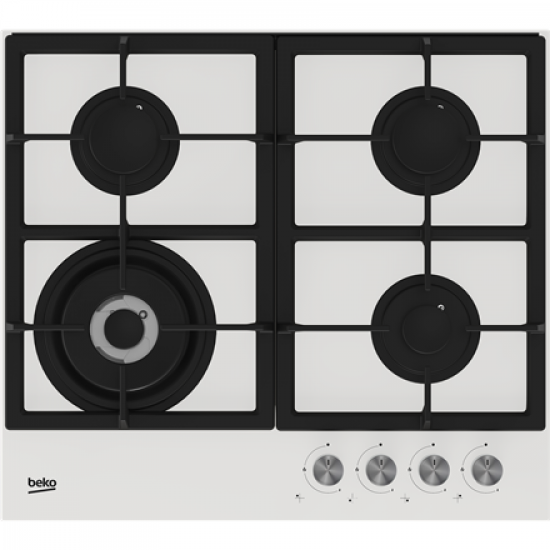 BEKO Hob | HILW64225SW | Gas | Number of burners/cooking zones 4 | Knob | White