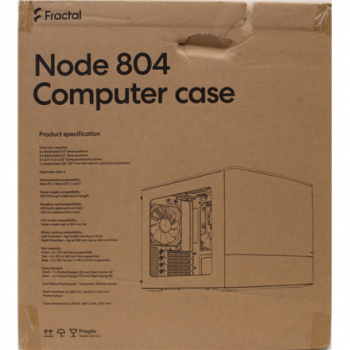 SALE OUT. Fractal Design Node 804 Black - Window | Fractal Design NODE 804 | Side window | 2 - USB 3.0Audio in/outPower button with LED (white)HDD activity LED (white) | Micro ATX | Black | DAMAGED PACKAGING