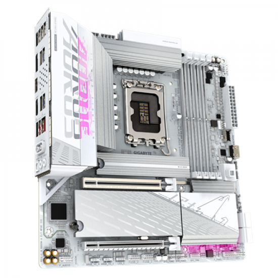 Gigabyte B860M AORUS ELITE WIFI6E ICE | Processor family Intel | Processor socket LGA1851 | DDR5 | Supported hard disk drive interfaces SATA, M.2 | Number of SATA connectors 4