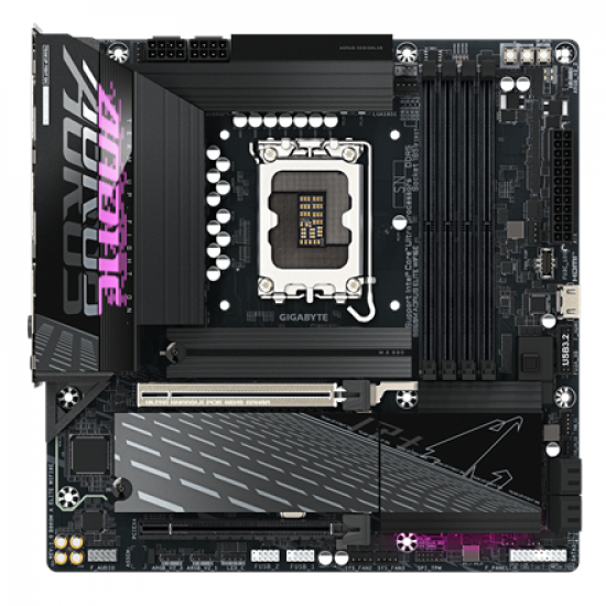 Gigabyte B860M AORUS ELITE WIFI6E | Processor family Intel | Processor socket LGA1851 | DDR5 | Supported hard disk drive interfaces SATA, M.2 | Number of SATA connectors 4